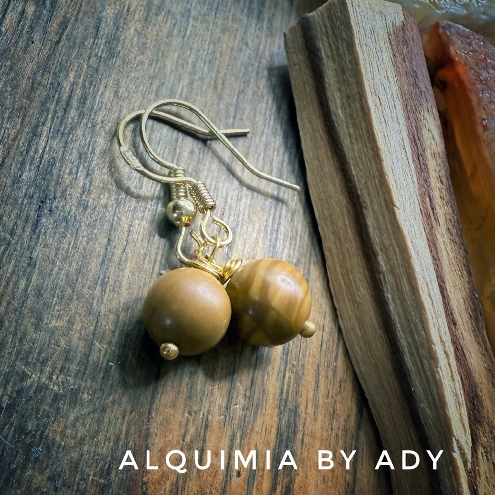Alquimia Tan and Gold Beaded Drop Earrings